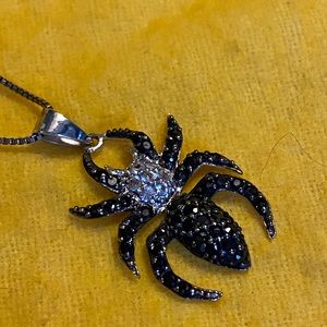 Black and White Sapphire Spider Pendant